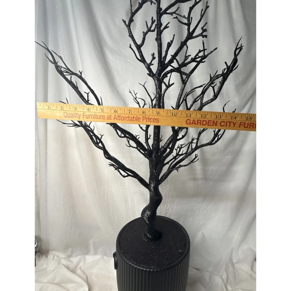 Halloween Hyde & EEK! Black Glitter Pot Tree Large Urn 38